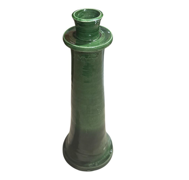 Photophore Marocain Vert Glaçuré – Poterie Faite Main (23/28/32 cm)