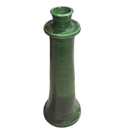 Photophore Marocain Vert Glaçuré – Poterie Faite Main (23/28/32 cm)