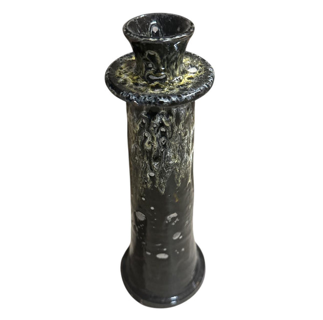 Bougeoir Marocain Noir avec Glaçure Coulante – Céramique Faite Main (22/28/32 cm)