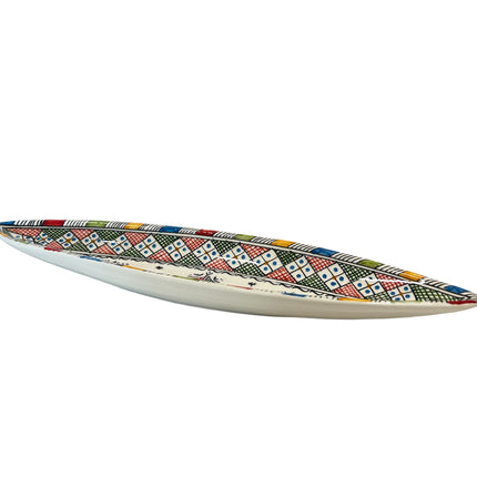 Plat en terre cuite marocain canoë Fès multicolore