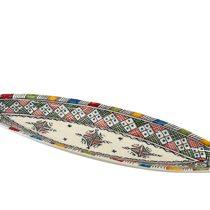 Plat en terre cuite marocain canoë Fès multicolore