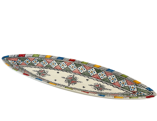 Plat en terre cuite marocain canoë Fès multicolore