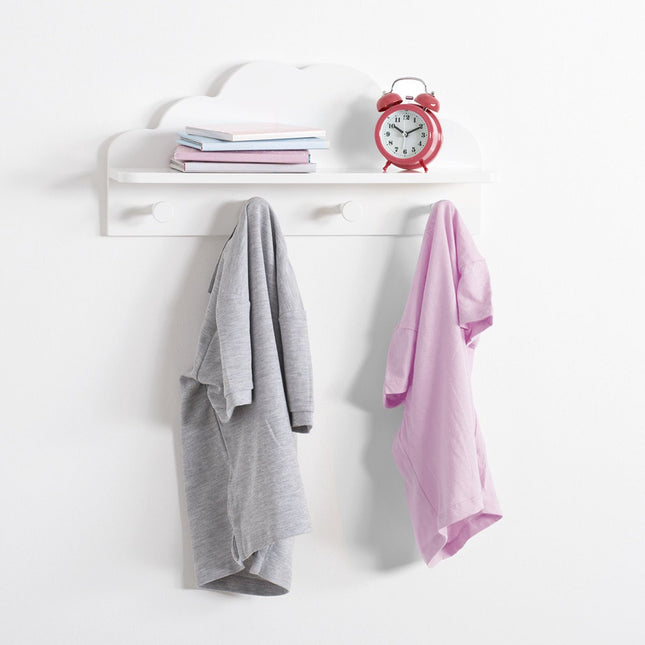 Porte-manteau Nuage blanc - 4 crochets - Décoration enfant - Porte-manteau enfant