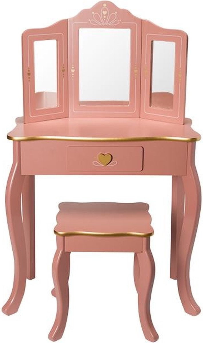 Sphera Schminktisch mit Hocker für Kinder - 59,5 x 29 x 98,5 cm - Rosa