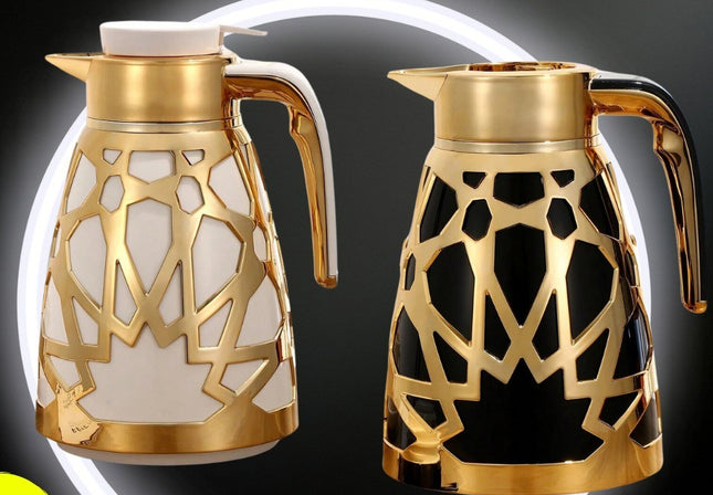 Bouteille isotherme - Bouteilles thermos - 1L - Carafe isotherme avec détails dorés