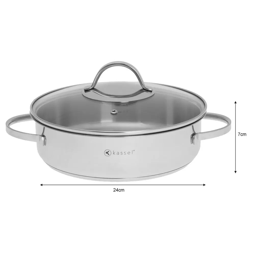 Kassel Alice – Lage kookpan met deksel - Ø 24 cm – RVS