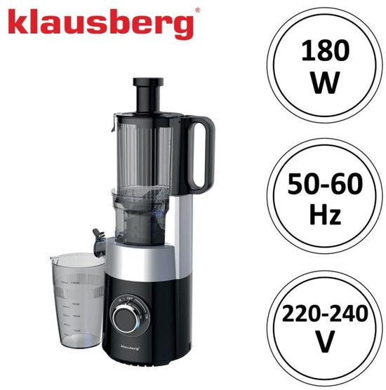 Klausberg KB-7881 Slow Juicer – Vegetable and Fruit Press | Cold Press | Wide XXL 113 mm Feed Chute | Stainless Steel Housing | Quiet Operation