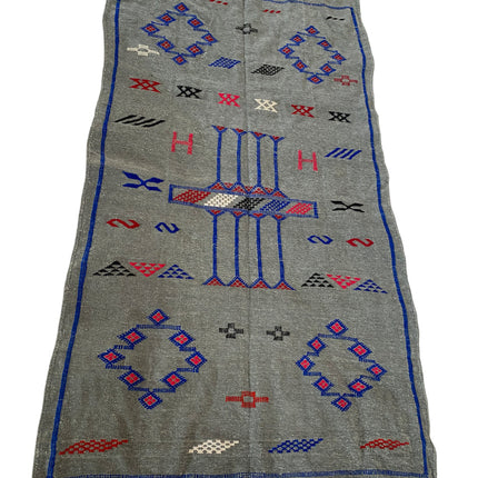 Tapis berbère Kilim tissé à plat gris 150 x 95 cm