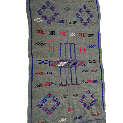 Tapis berbère Kilim tissé à plat gris 150 x 95 cm