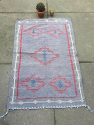 Tapis Kilim gris fait main