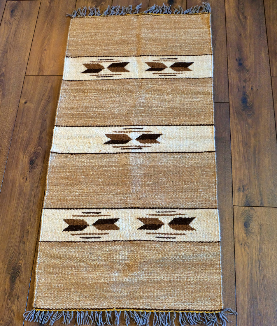 Handgeweven kelim vloerkleed (tapijt) van 100% wol – naturel, 70 x 140 cm – foto 6