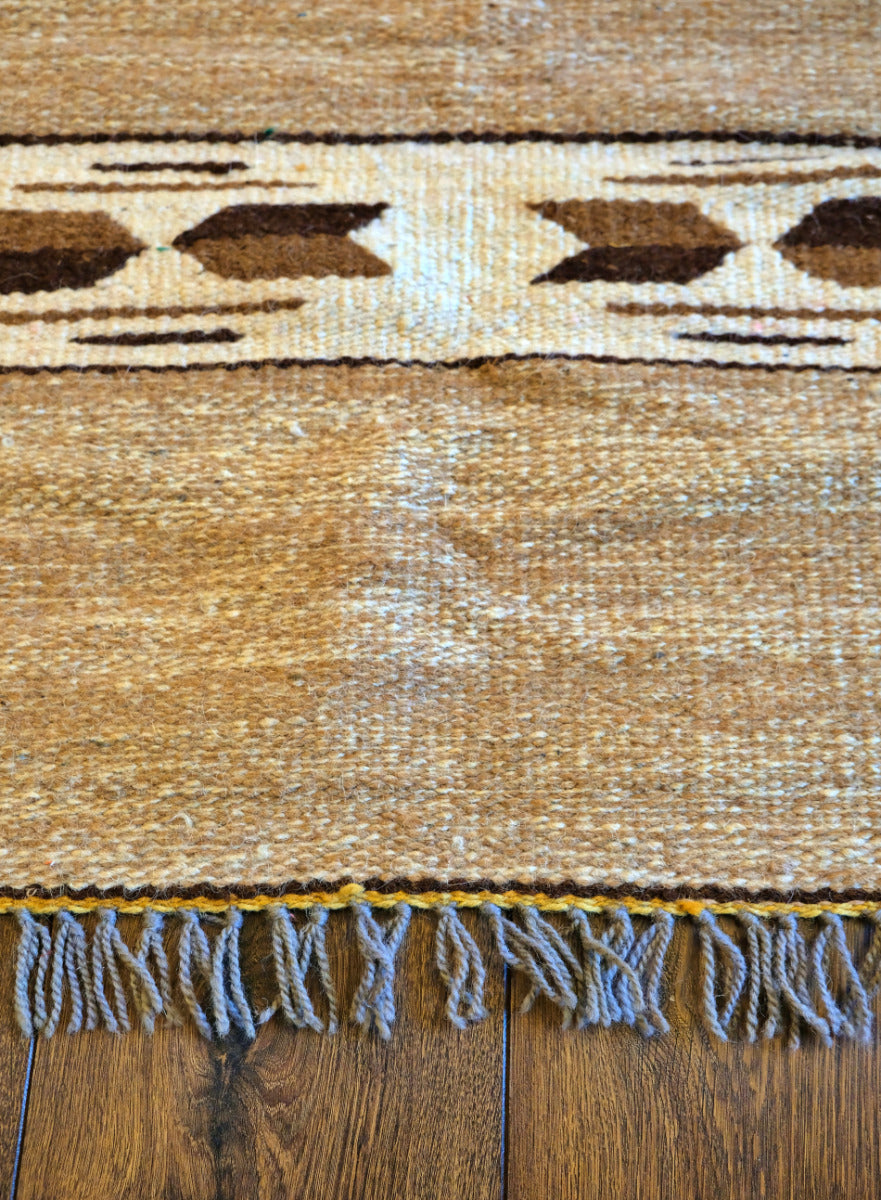 Handgeweven kelim vloerkleed (tapijt) van 100% wol – naturel, 70 x 140 cm – foto 3