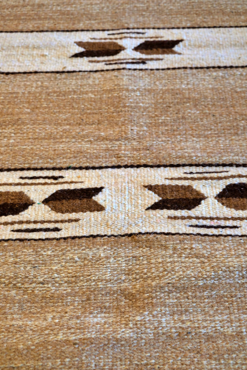 Handgeweven kelim vloerkleed (tapijt) van 100% wol – naturel, 70 x 140 cm
