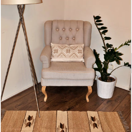 Tapis/kilim tissé à la main - 100% laine - 70x140cm - Naturel