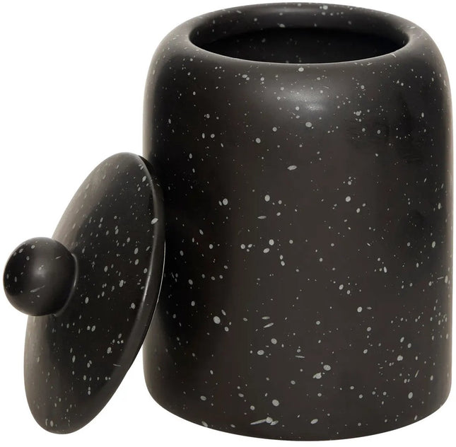 Pot de Rangement en Céramique Noir - Ø 10 cm x H. 15 cm - Poterie Dolomite - Hermétique - Organisation de Cuisine