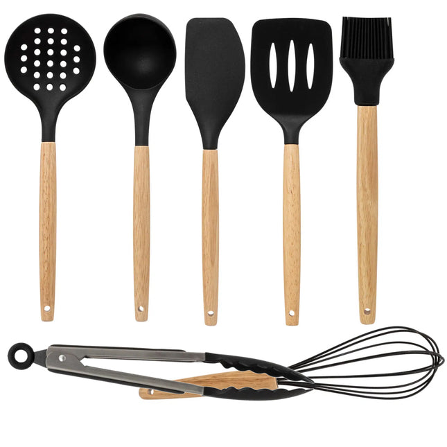 Keukengerei Set met Houder - 7 Delig - Hout