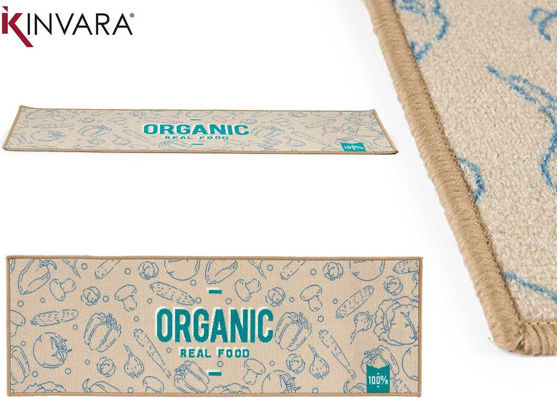 Keukenloper Organic Real Food- Beige / Groen - 40 x 120 cm
