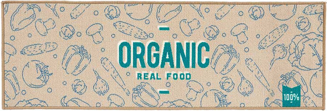 Chemin de cuisine Organic Real Food - Beige/Vert - 40x120 cm