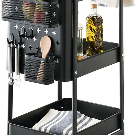 Chariot de cuisine noir avec accessoires