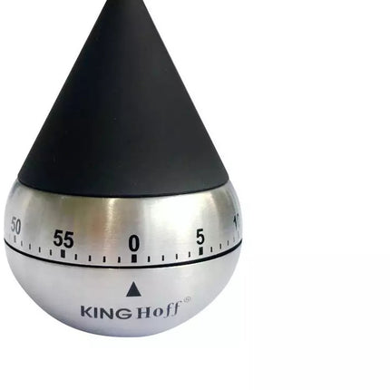 Minuteur de cuisine mécanique Kinghoff - Acier inoxydable, minuterie de 60 minutes, Ø62 x 92 mm - Accessoire de cuisine élégant et durable - Minuteur de cuisson