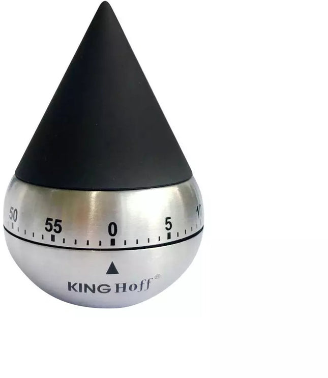 Minuteur de cuisine mécanique Kinghoff - Acier inoxydable, minuterie de 60 minutes, Ø62 x 92 mm - Accessoire de cuisine élégant et durable - Minuteur de cuisson