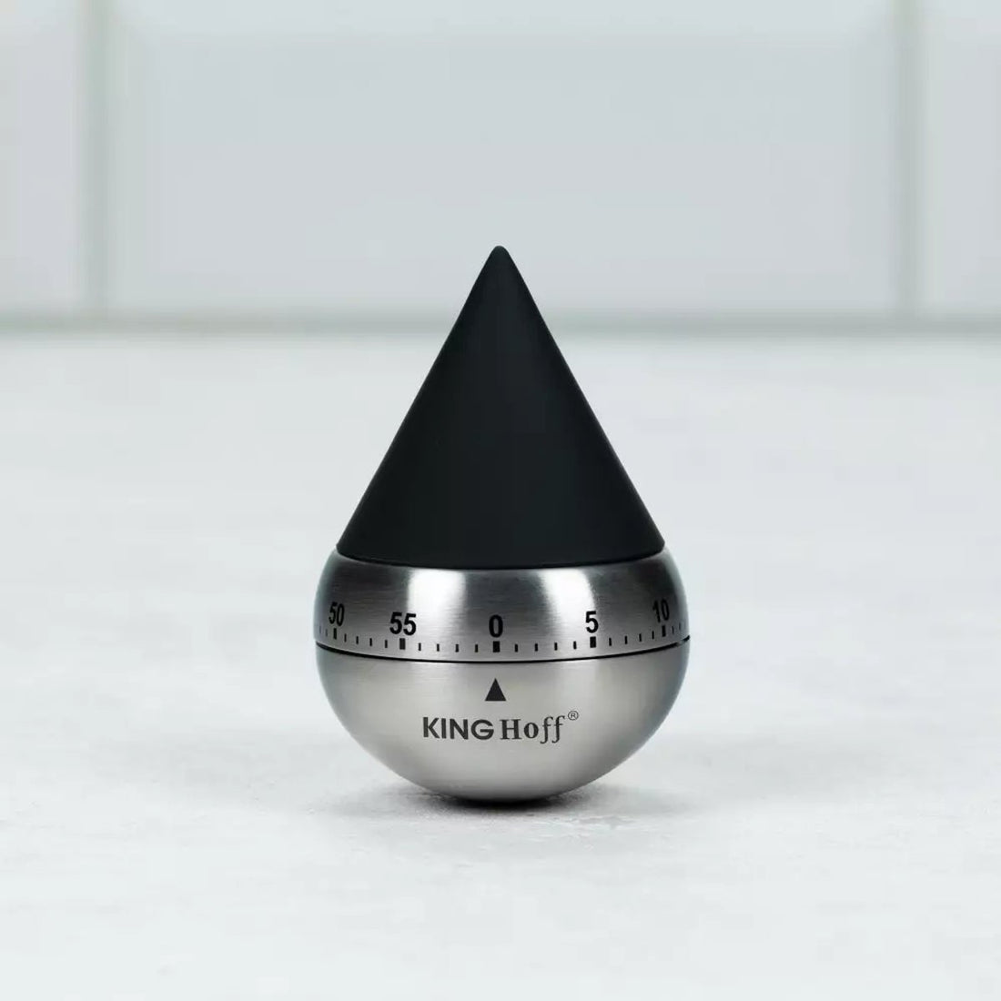 Kinghoff Mechanische Keukenweker - RVS Staal, 60 Minuten Timer, Ø62 x 92 mm - Stijlvol en Duurzaam Keukenaccessoire - Kookwekker