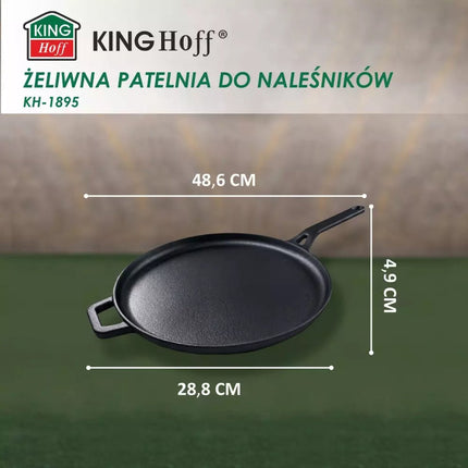 Kinghoff KH1895 Poêle à crêpes en fonte - Ø29 cm, Idéale pour la cuisson, la friture et le gril