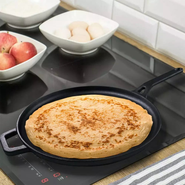 Kinghoff KH1895 Poêle à crêpes en fonte - Ø29 cm, Idéale pour la cuisson, la friture et le gril