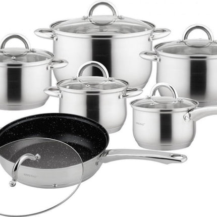 Batterie de casseroles - 12 pièces - Acier inoxydable - Tous feux