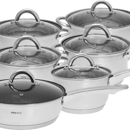 Batterie de casseroles - 12 pièces - Acier inoxydable - Tous feux