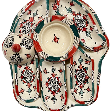 Khamsa tapas - ensemble de trempage et de service - poterie - Fait main