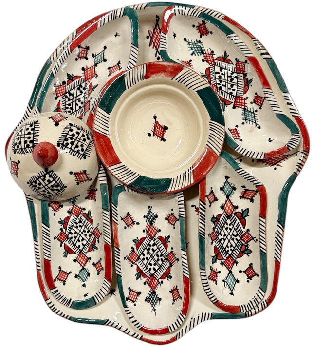 Khamsa tapas - ensemble de trempage et de service - poterie - Fait main