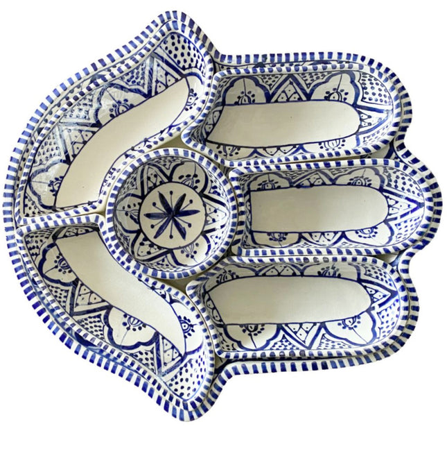 Set de service Khamsa blanc-bleu