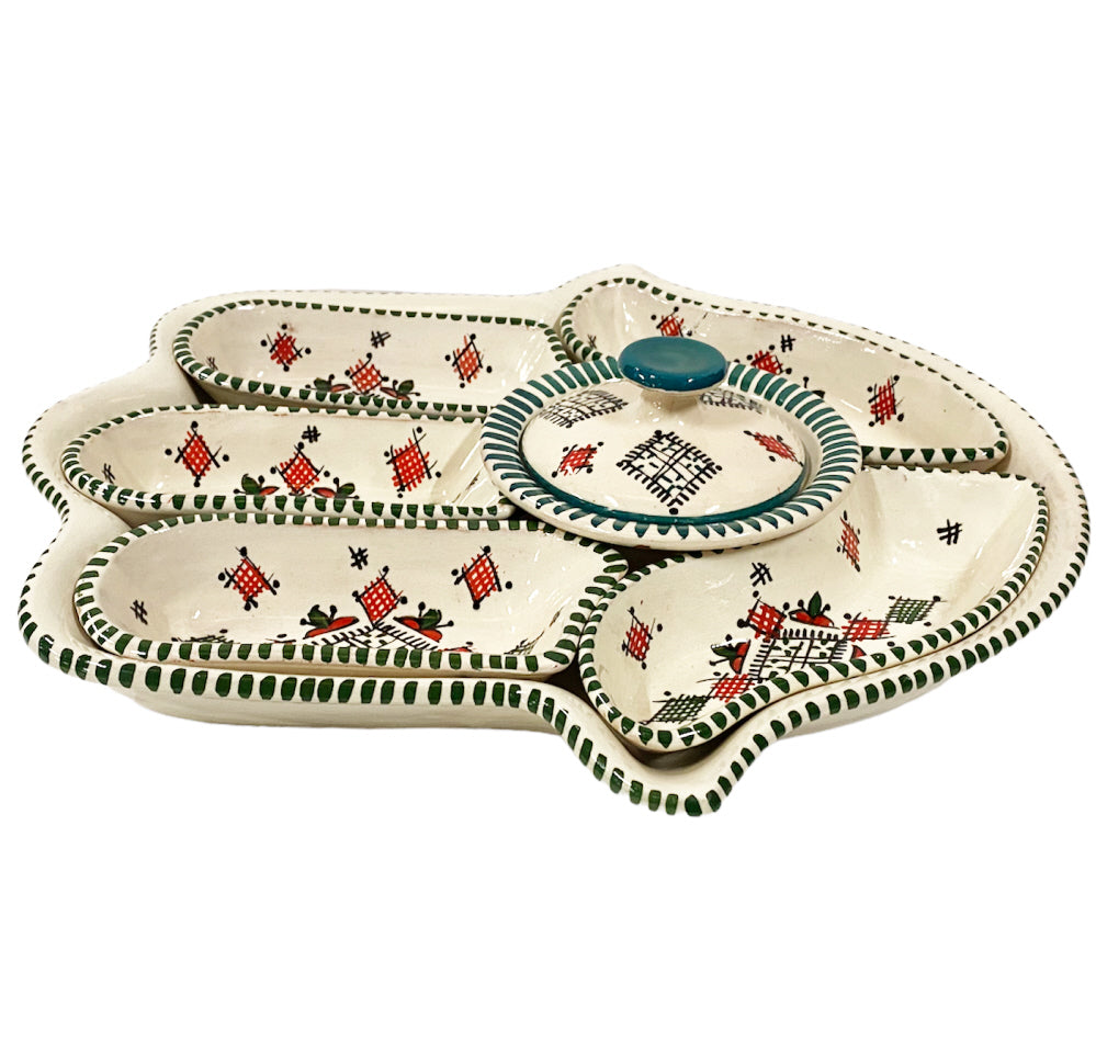 Khamsa dipping and serving set-pottery and handmade