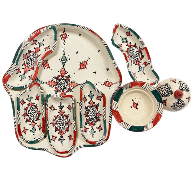 Khamsa tapas - ensemble de trempage et de service - poterie - Fait main