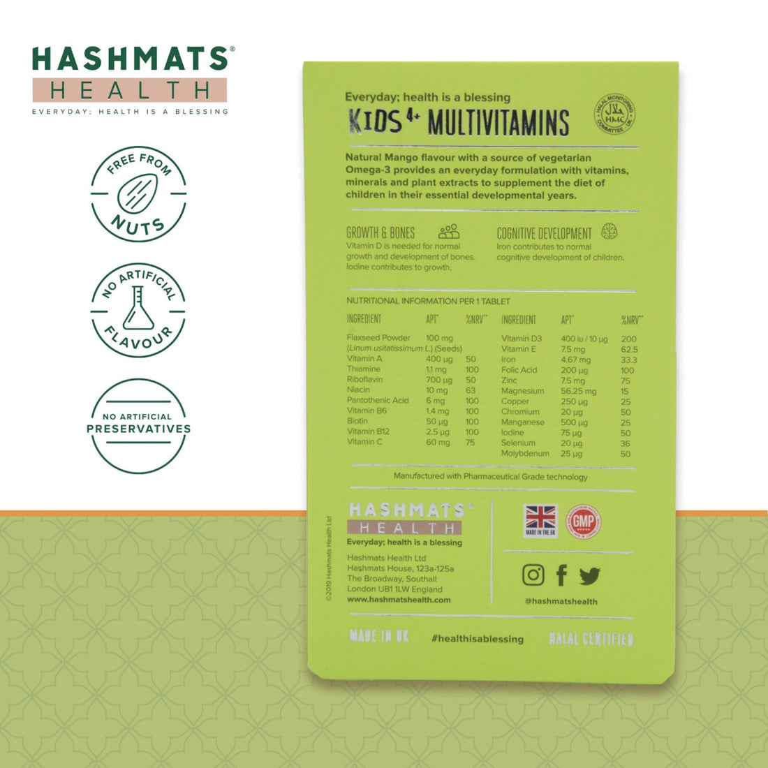 Halal Kids Multivitamins Mango - 22 Nutrients by HASHMATS®