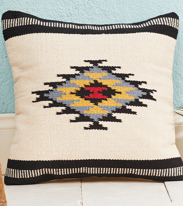 Housse de coussin tissée aztèque 50 x 50 cm