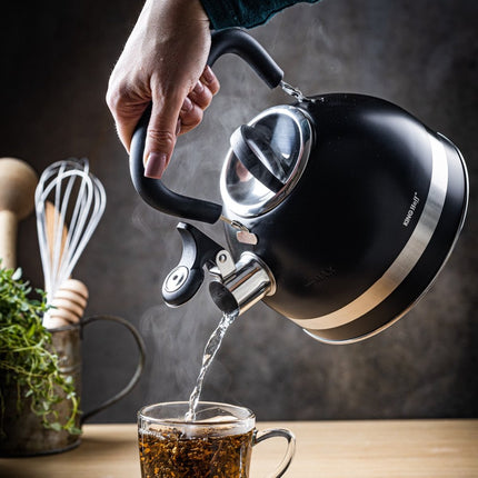 Kinghoff 1858 - Bouilloire sifflante - 1,8 litre - Inox - Noir