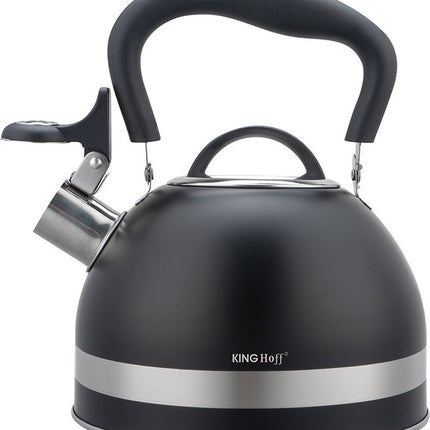 Kinghoff 1858 - Bouilloire sifflante - 1,8 litre - Inox - Noir