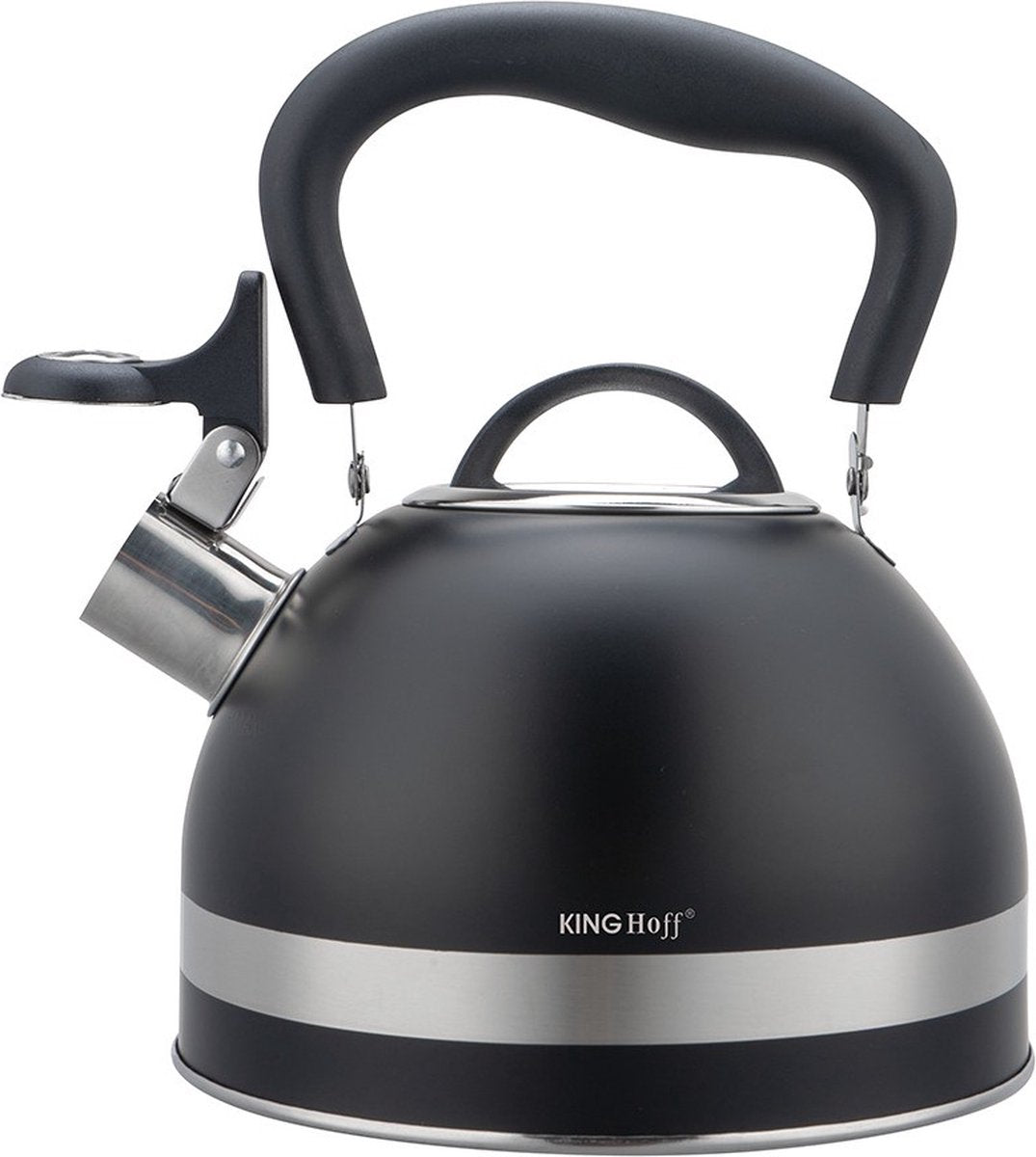Kinghoff 1858 - Bouilloire sifflante - 1,8 litre - Inox - Noir