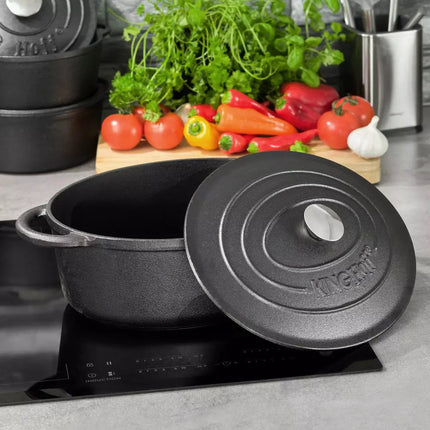 Kinghoff 1531 - Cocotte - 6,2L - Fonte - toutes sources de chaleur - 33 cm - ovale