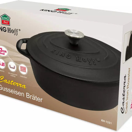 Kinghoff 1531 - Cocotte - 6,2L - Fonte - toutes sources de chaleur - 33 cm - ovale