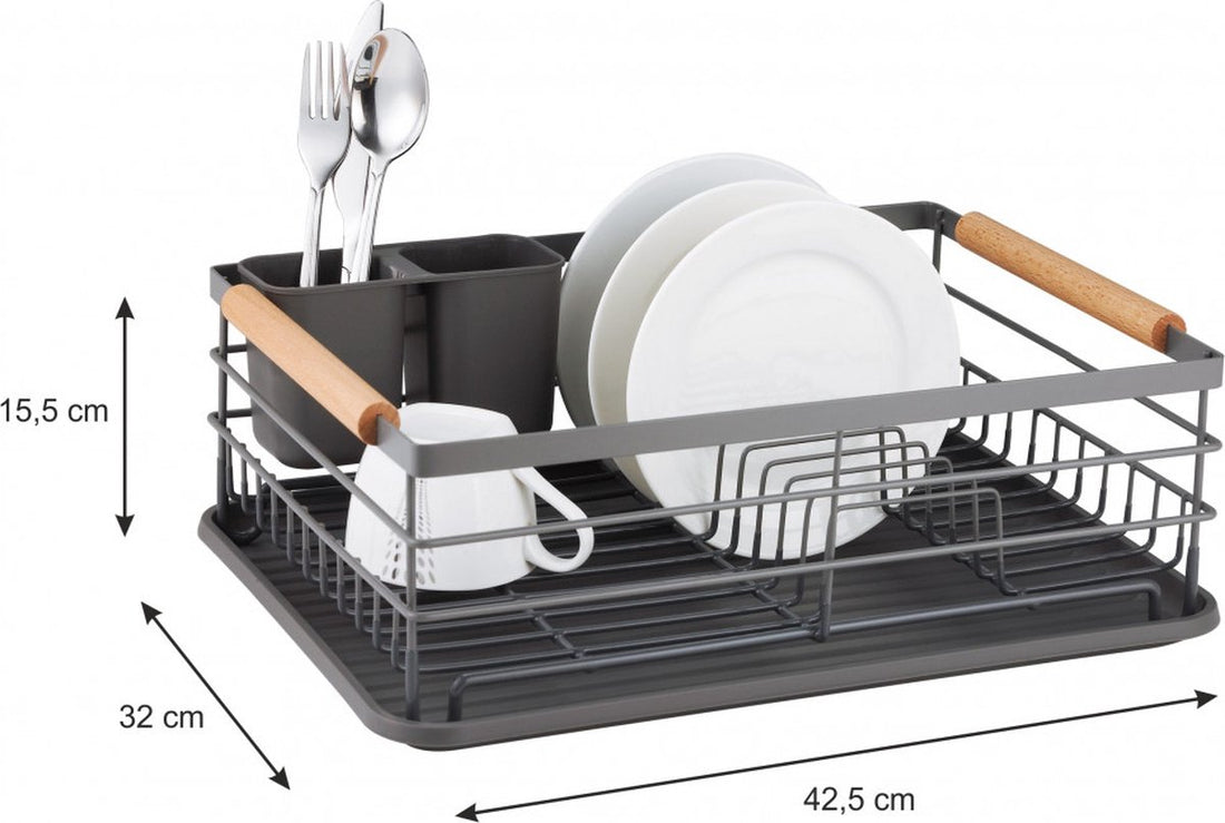 Kinghoff 1729 afdruiprek grijs met bestekafvoer – metalen frame, 42,5 cm – foto 3