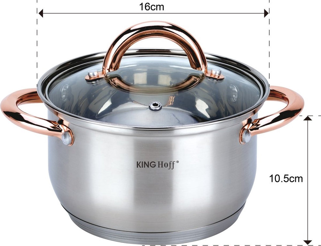 Kinghoff - 6-piece cookware set - pots - 16-18-20 cm - with lids