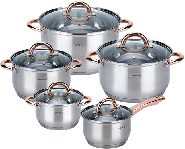 Kinghoff 1764 - Batterie de cuisine 10 pièces - casseroles - 16-16-18-20-24 cm - avec couvercle