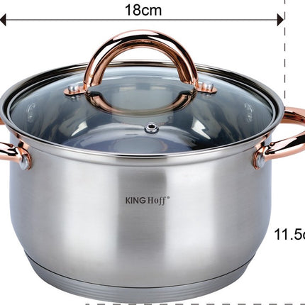 Kinghoff - Batterie de cuisine 12 pièces - casseroles - 16-16-18-20-24-24 cm - avec couvercle