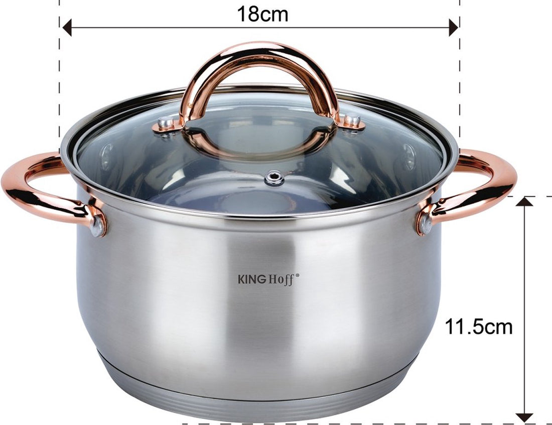 Kinghoff - 12-teiliges Topfset - Kochtöpfe - 16-16-18-20-24-24 cm - mit Deckel