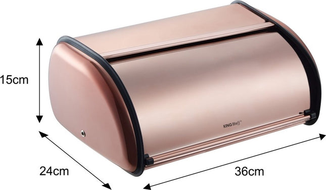 Kinghoff 1840 - Boîte à pain - Métal or rose - 36 x 24 x 15 cm