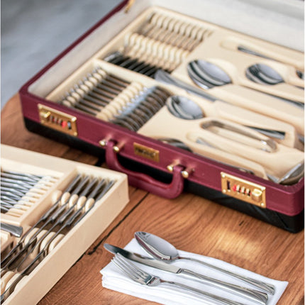 Ménagère - 12 personnes - 72 pièces - Coffret de rangement de luxe - 18/10