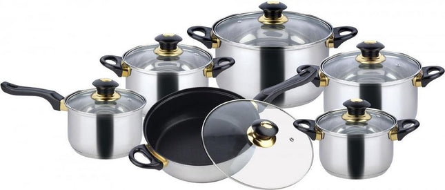 Batterie de cuisine - 12 pièces - Inox - Tous feux